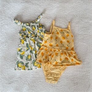 Lemon Print Baby Romper & Dress — Set of 2